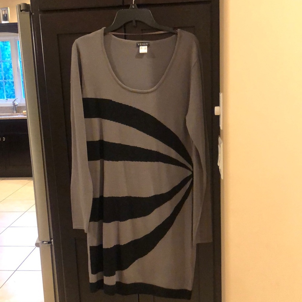 Black and grey sweater dress